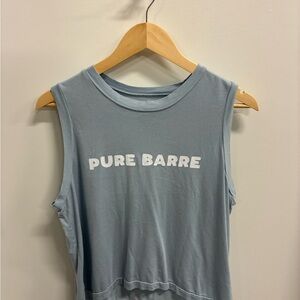 Pure Barre Light Blue Sleeveless Muscle Tee with White Logo